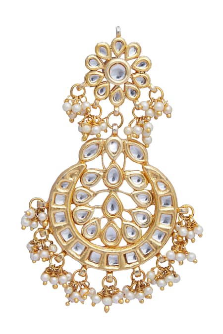 Just Shradhas Gold Plated Beads, Stones Kundan Chandbalis Online at Aza Fashions Just Shradhas_Gold Plated Beads, Stones Kundan Chandbalis _Online_at_Aza_Fashions