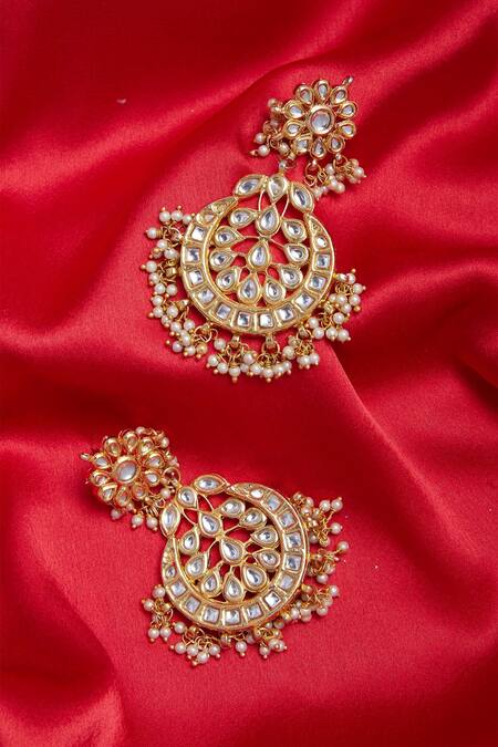 Buy Just Shradhas Gold Plated Beads, Stones Kundan Chandbalis Online at Aza Fashions Buy_Just Shradhas_Gold Plated Beads, Stones Kundan Chandbalis _Online_at_Aza_Fashions