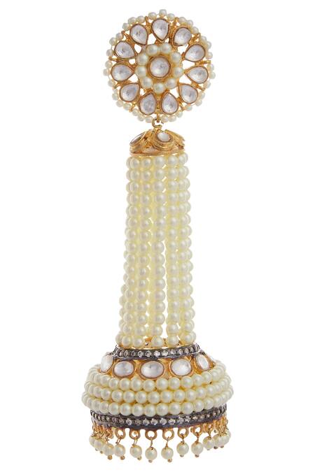 Khushi Jewels_Gold Plated Crystals, Beads, Stones Earrings _Online_at_Aza_Fashions