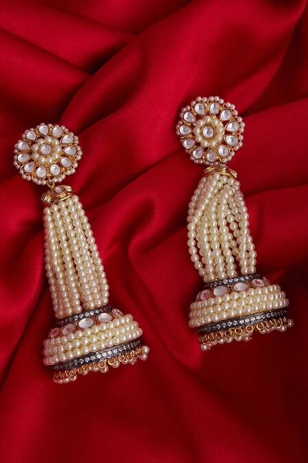 Buy_Khushi Jewels_Gold Plated Crystals, Beads, Stones Earrings _Online_at_Aza_Fashions