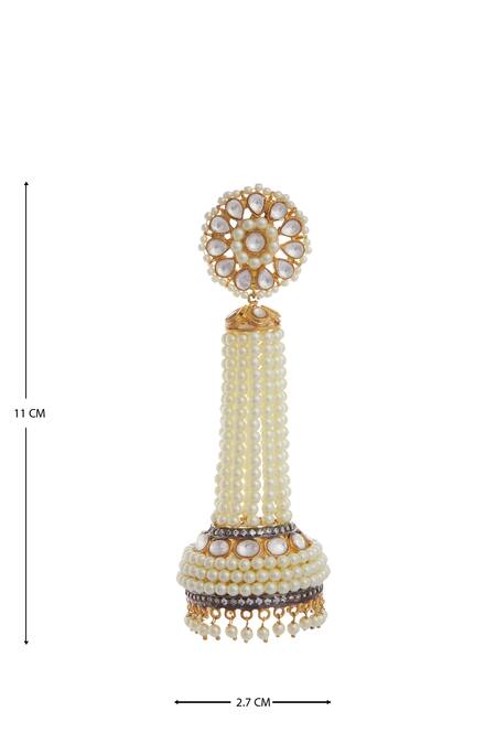 Shop_Khushi Jewels_Gold Plated Crystals, Beads, Stones Earrings _Online_at_Aza_Fashions