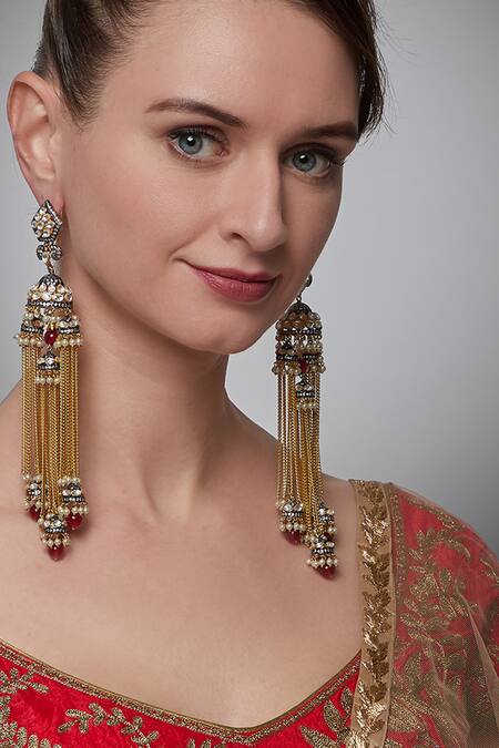 Khushi Jewels Bead & kundan Jhumkas 