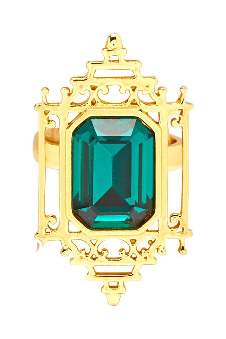 Confluence Gold Plated Eina Ahluwalia Crystal Ring Online at Aza Fashions Confluence_Gold Plated Eina Ahluwalia Crystal Ring_Online_at_Aza_Fashions