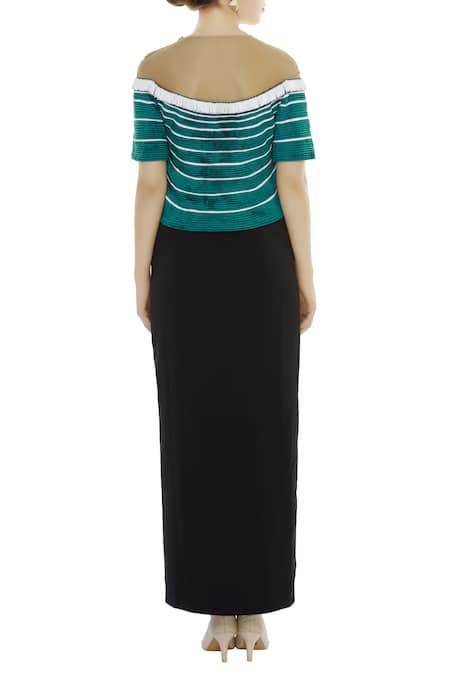 Urvashi Joneja Embroidered Illlusion Neck Top 