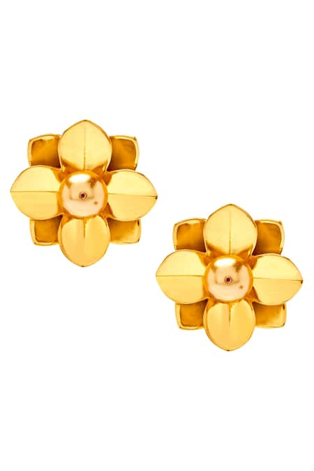 Confluence Gold Plated Beads Shivan And Narresh Floral Studs