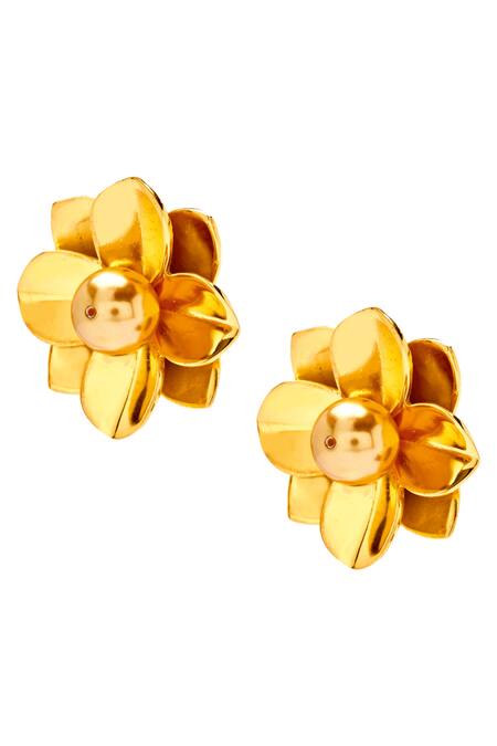 Confluence Gold Plated Beads Shivan And Narresh Floral Studs Online at Aza Fashions Confluence_Gold Plated Beads Shivan And Narresh Floral Studs_Online_at_Aza_Fashions