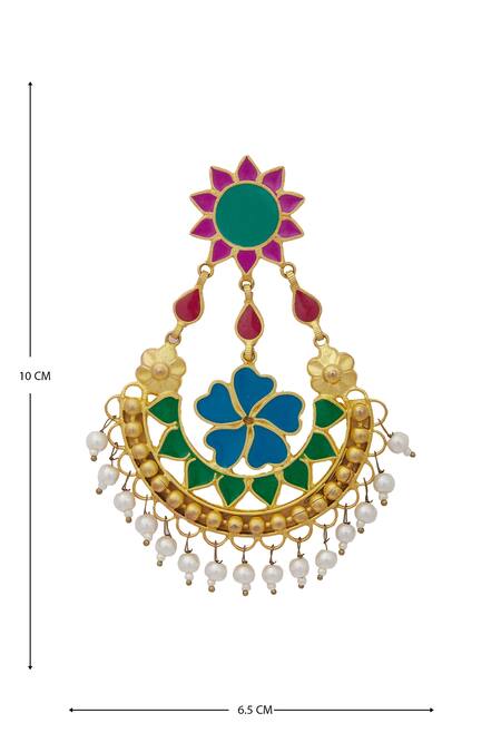 Shop Pranay Baidya Gold Plated Beads Crescent Moon Earrings Online at Aza Fashions Shop_Pranay Baidya_Gold Plated Beads Crescent Moon Earrings_Online_at_Aza_Fashions