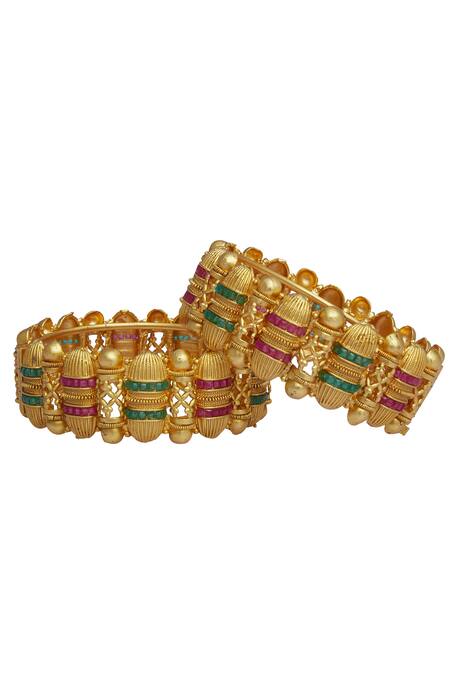 Kiwi by Musskan Gold Plated Stone Bangles