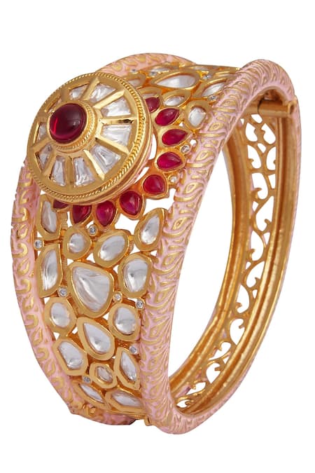 Kiwi By Musskan Gold Plated Kundan Cuff Online at Aza Fashions Kiwi By Musskan_Gold Plated Kundan Cuff_Online_at_Aza_Fashions