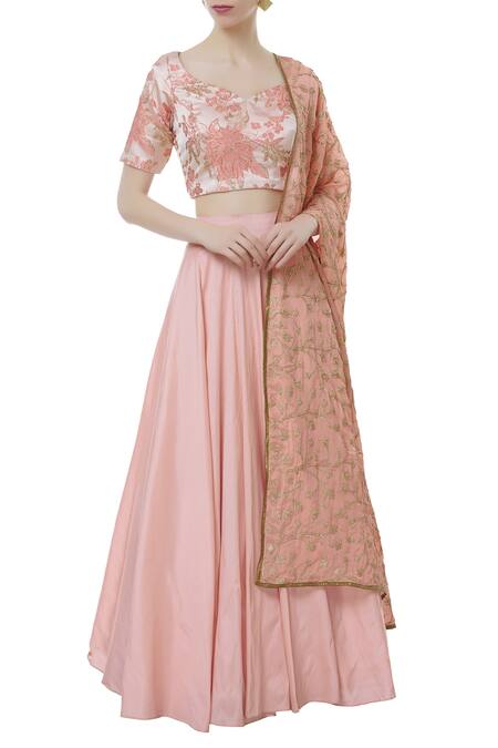 Neha Mehta Couture_Peach Embroidered Lehenga Set_Online_at_Aza_Fashions