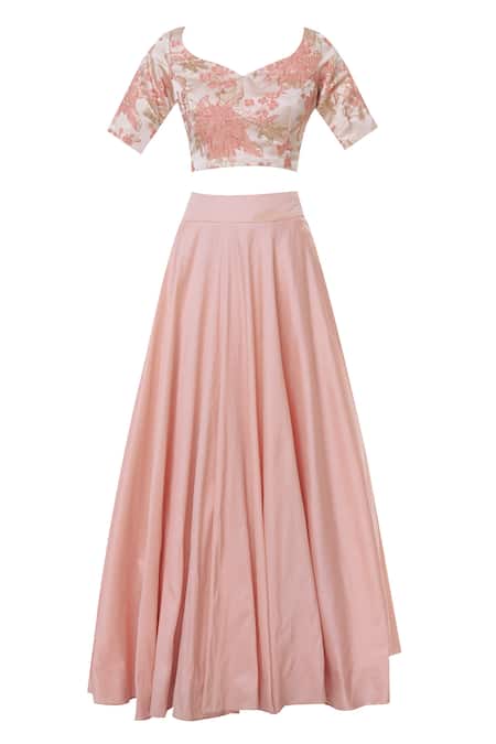 Buy_Neha Mehta Couture_Peach Embroidered Lehenga Set_Online_at_Aza_Fashions