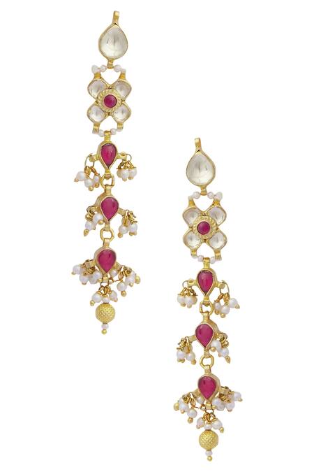 BelsI'S_White Kundan Necklace Set_Online_at_Aza_Fashions