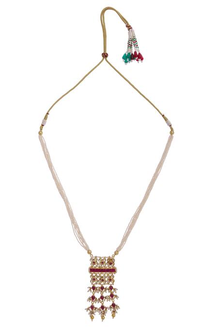 Shop_BelsI'S_White Kundan Necklace Set_Online_at_Aza_Fashions