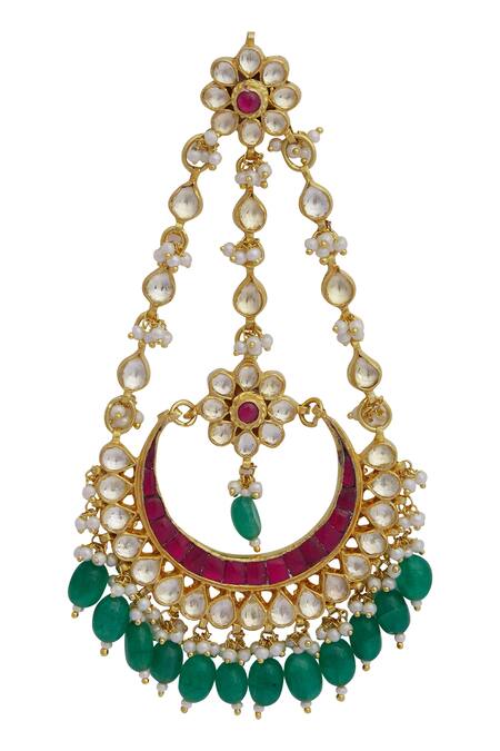 BelsI'S_Gold Plated Kundan Earrings_Online_at_Aza_Fashions