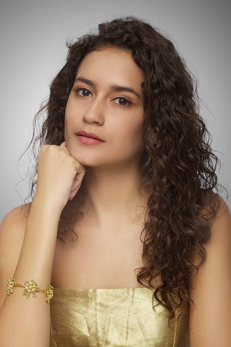 Mira By Radhika Jain Gold Plated Bead Kada