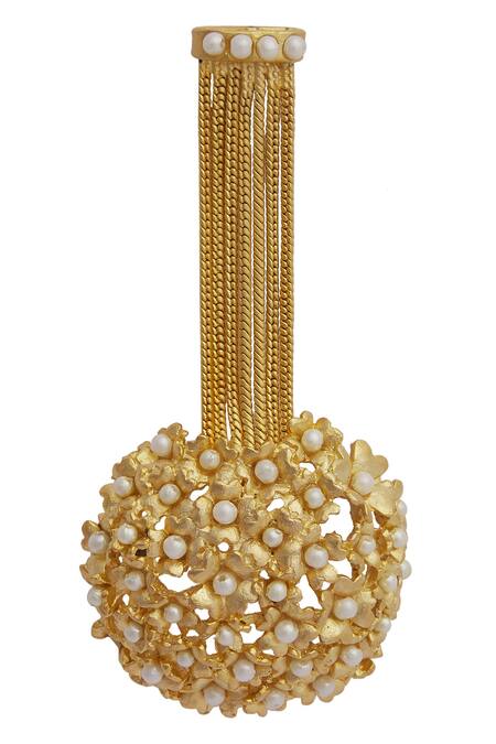 Mira By Radhika Jain Gold Plated Bead Metal Chain Earrings Online at Aza Fashions Mira By Radhika Jain_Gold Plated Bead Metal Chain Earrings _Online_at_Aza_Fashions