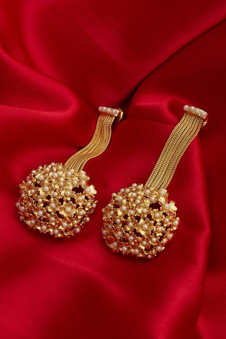 Buy Mira By Radhika Jain Gold Plated Bead Metal Chain Earrings Online at Aza Fashions Buy_Mira By Radhika Jain_Gold Plated Bead Metal Chain Earrings _Online_at_Aza_Fashions