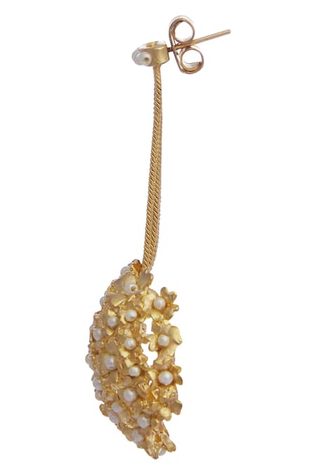 Shop Mira By Radhika Jain Gold Plated Bead Metal Chain Earrings Online at Aza Fashions Shop_Mira By Radhika Jain_Gold Plated Bead Metal Chain Earrings _Online_at_Aza_Fashions