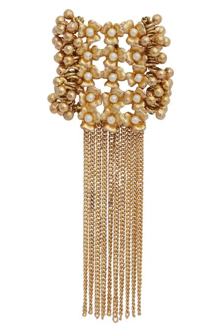 Mira By Radhika Jain Gold Plated Bead Chain Long Earrings Online at Aza Fashions Mira By Radhika Jain_Gold Plated Bead Chain Long Earrings _Online_at_Aza_Fashions