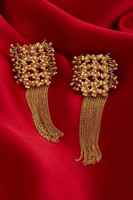 Buy Mira By Radhika Jain Gold Plated Bead Chain Long Earrings Online at Aza Fashions Buy_Mira By Radhika Jain_Gold Plated Bead Chain Long Earrings _Online_at_Aza_Fashions