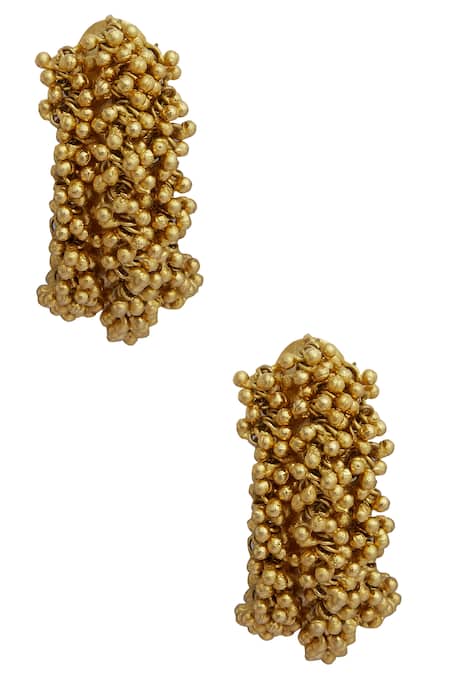 Mira By Radhika Jain Gold Bead Stud Earrings 