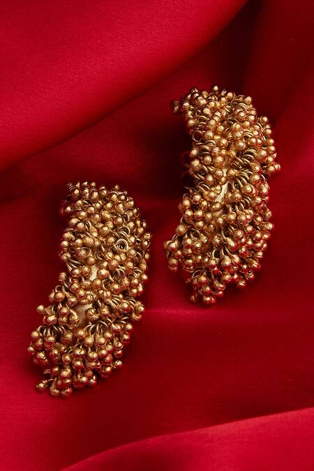 Buy Mira By Radhika Jain Gold Plated Bead Stud Earrings Online at Aza Fashions Buy_Mira By Radhika Jain_Gold Plated Bead Stud Earrings _Online_at_Aza_Fashions