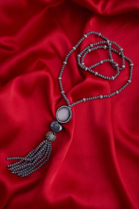 Buy_Shillpa Purii Designer Jewellery_Grey Crystal Necklace _Online_at_Aza_Fashions