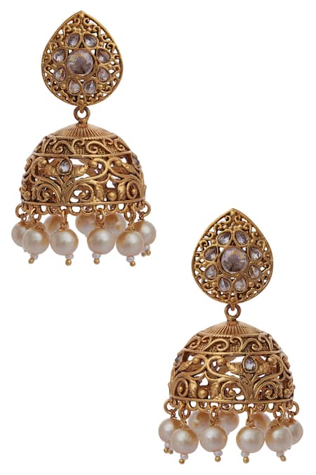 Shillpa Purii Gold Plated Stone Jhumkas