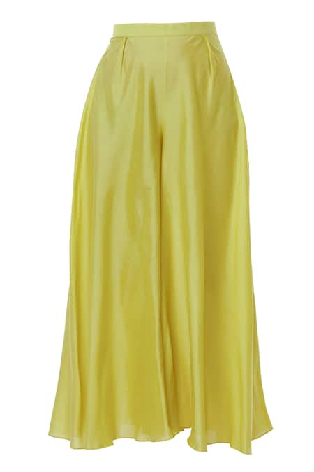 Shop_Aiman_Yellow Silk Chanderi Mandarin Collar Embroidered Sharara Set_Online_at_Aza_Fashions