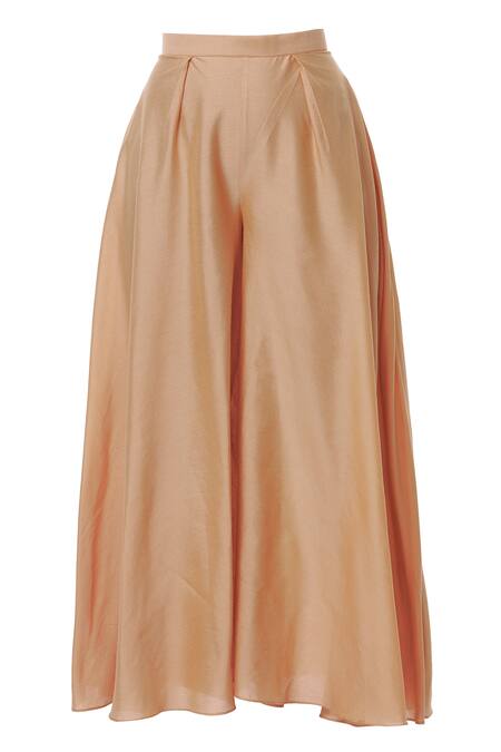 Shop Aiman Peach Silk Chanderi Mandarin Collar Embroidered Sharara Set Online at Aza Fashions Shop_Aiman_Peach Silk Chanderi Mandarin Collar Embroidered Sharara Set_Online_at_Aza_Fashions