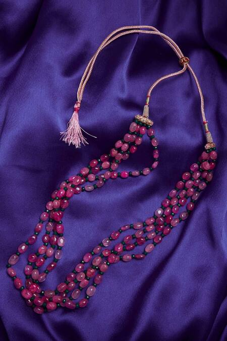 Buy Just Shradhas Pink Layered Ruby Bead Necklace Online at Aza Fashions Buy_Just Shradhas_Pink Layered Ruby Bead Necklace _Online_at_Aza_Fashions