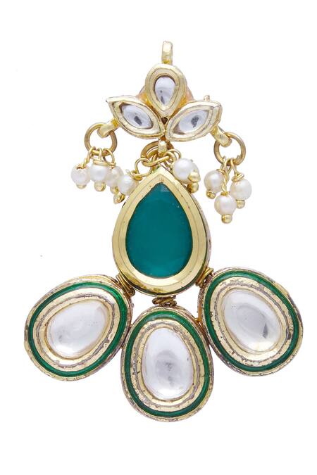 Shop Just Shradhas Gold Plated Kundan Polki Stone Stud Earrings Online at Aza Fashions Shop_Just Shradhas_Gold Plated Kundan Polki Stone Stud Earrings _Online_at_Aza_Fashions