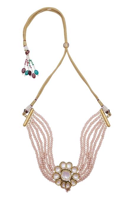 Just Shradhas Gold Plated Beads Choker Set Online at Aza Fashions Just Shradhas_Gold Plated Beads Choker Set_Online_at_Aza_Fashions