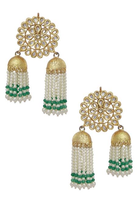 Gewels by Mona Gold Plated Bead Jhumkas