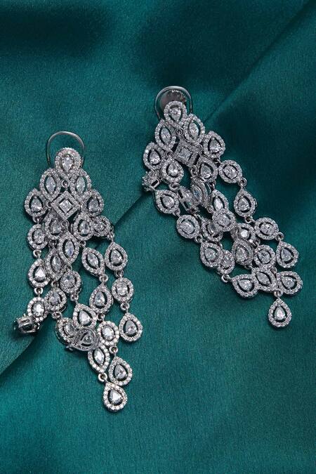 Buy_Chaotiq By Arti_Silver Plated Stones Dangler Earrings_Online_at_Aza_Fashions