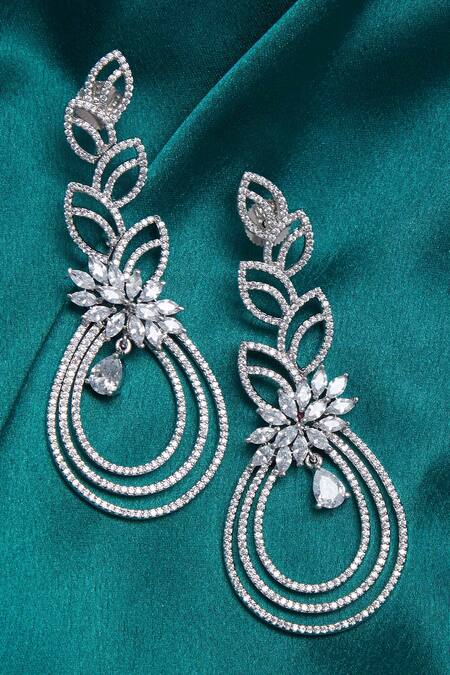 Buy_Chaotiq By Arti_Silver Plated Stones Dangler Earrings_Online_at_Aza_Fashions