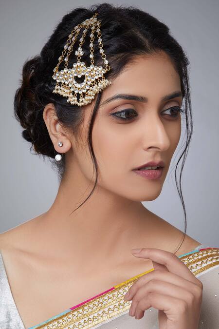 Shop Chaotiq By Arti Gold Plated Stone Kundan Passa at Aza Fashions Shop_Chaotiq By Arti_Gold Plated Stone Kundan Passa _at_Aza_Fashions