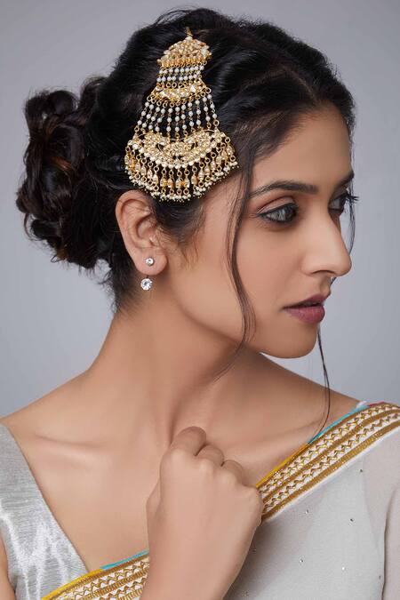 Shop Chaotiq By Arti Gold Plated Stone Studded Passa at Aza Fashions Shop_Chaotiq By Arti_Gold Plated Stone Studded Passa_at_Aza_Fashions