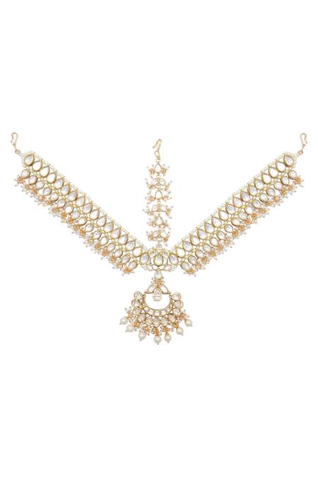 Chaotiq By Arti Gold Plated Stone Kundan Maathapatti