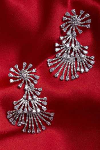 Buy_Auraa Trends_Silver Plated Crystals Studded Danglers_Online_at_Aza_Fashions
