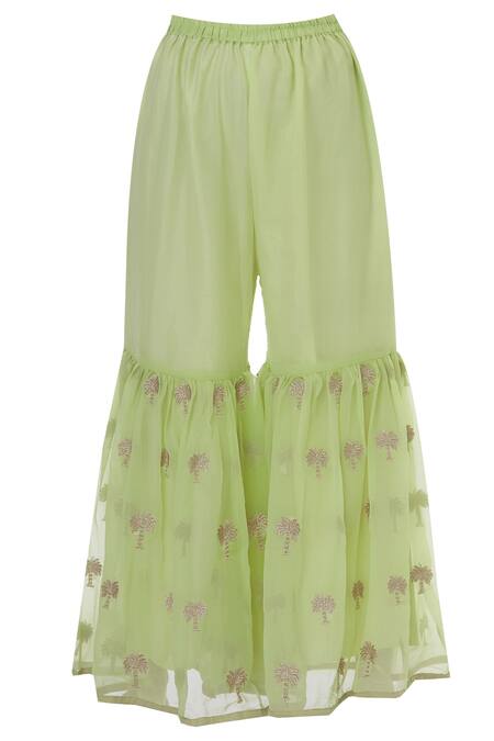 Shop_Nazaakat By Samara Singh_Green Georgette Embroidered Kurta Sharara Set_Online_at_Aza_Fashions