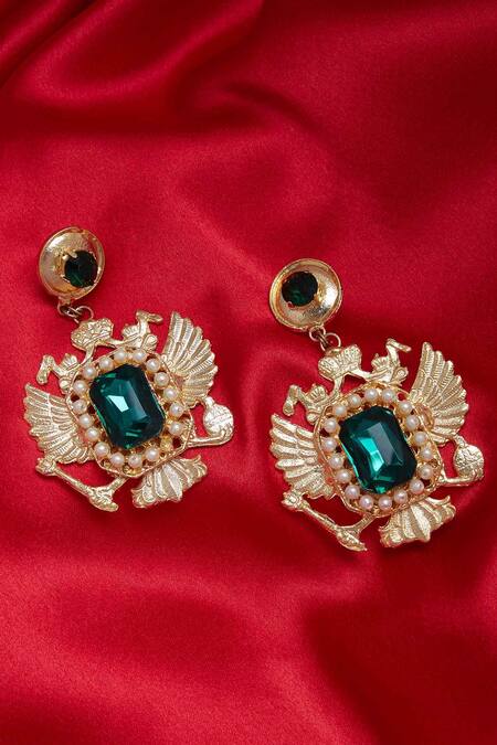 Buy_AE-Tee_Gold Plated Stones Earrings _Online_at_Aza_Fashions