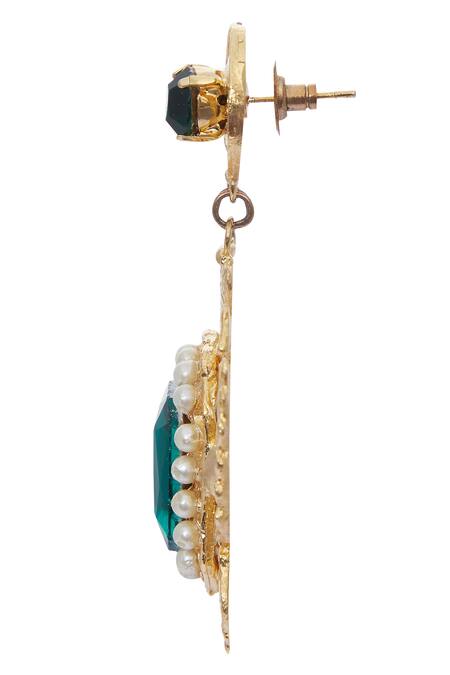 Shop_AE-Tee_Gold Plated Stones Earrings _Online_at_Aza_Fashions