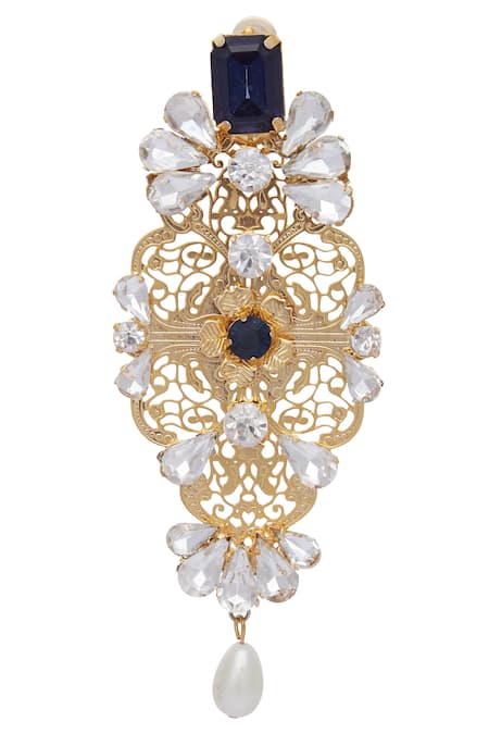 Shop_AE-Tee_Gold Plated Stones Structured Earrings _Online_at_Aza_Fashions