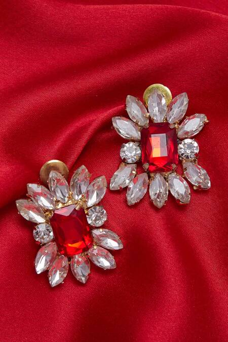 Buy_AE-Tee_Gold Plated Stone Earrings _Online_at_Aza_Fashions