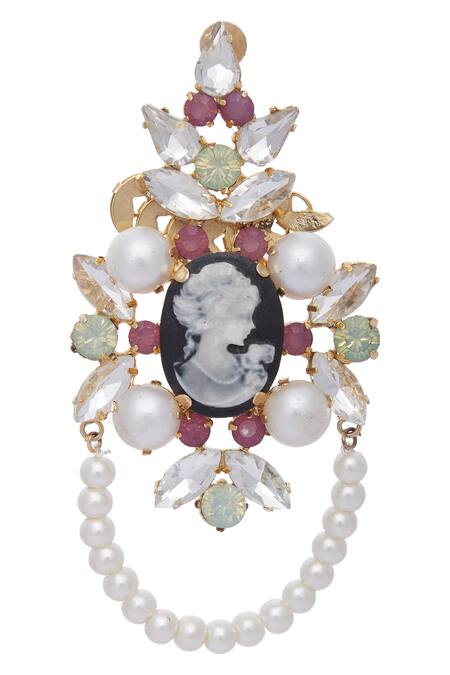 Shop_AE-Tee_Gold Plated Stones Earrings _Online_at_Aza_Fashions