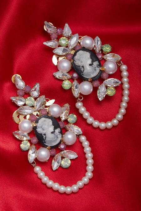 Buy_AE-Tee_Gold Plated Stones Earrings _Online_at_Aza_Fashions