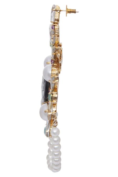 AE-Tee_Gold Plated Stones Earrings _at_Aza_Fashions