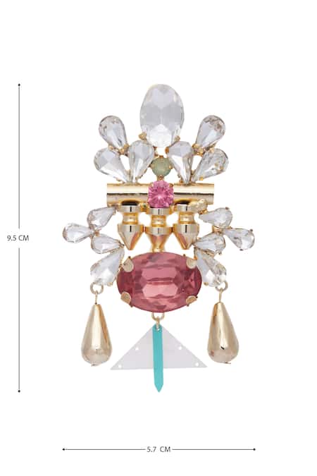 AE-Tee_Gold Plated Stones Structured Earrings _Online_at_Aza_Fashions