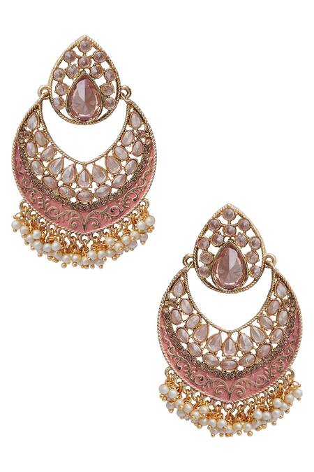 Kista Gold Plated Stones Studded Danglers